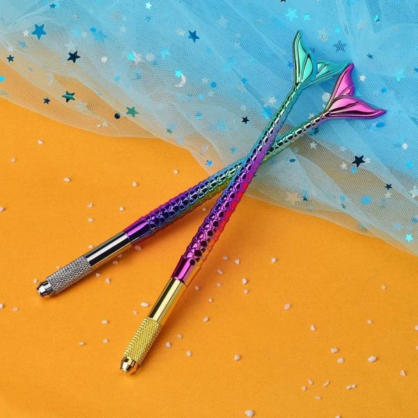 Rainbow Mermaid Gold Head Microblading Manual Pen
